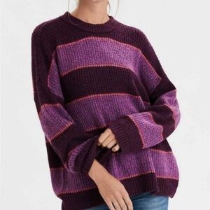 EUC American Eagle Color Block Oversized Pullover Ribbed Knit Crewneck Sweater